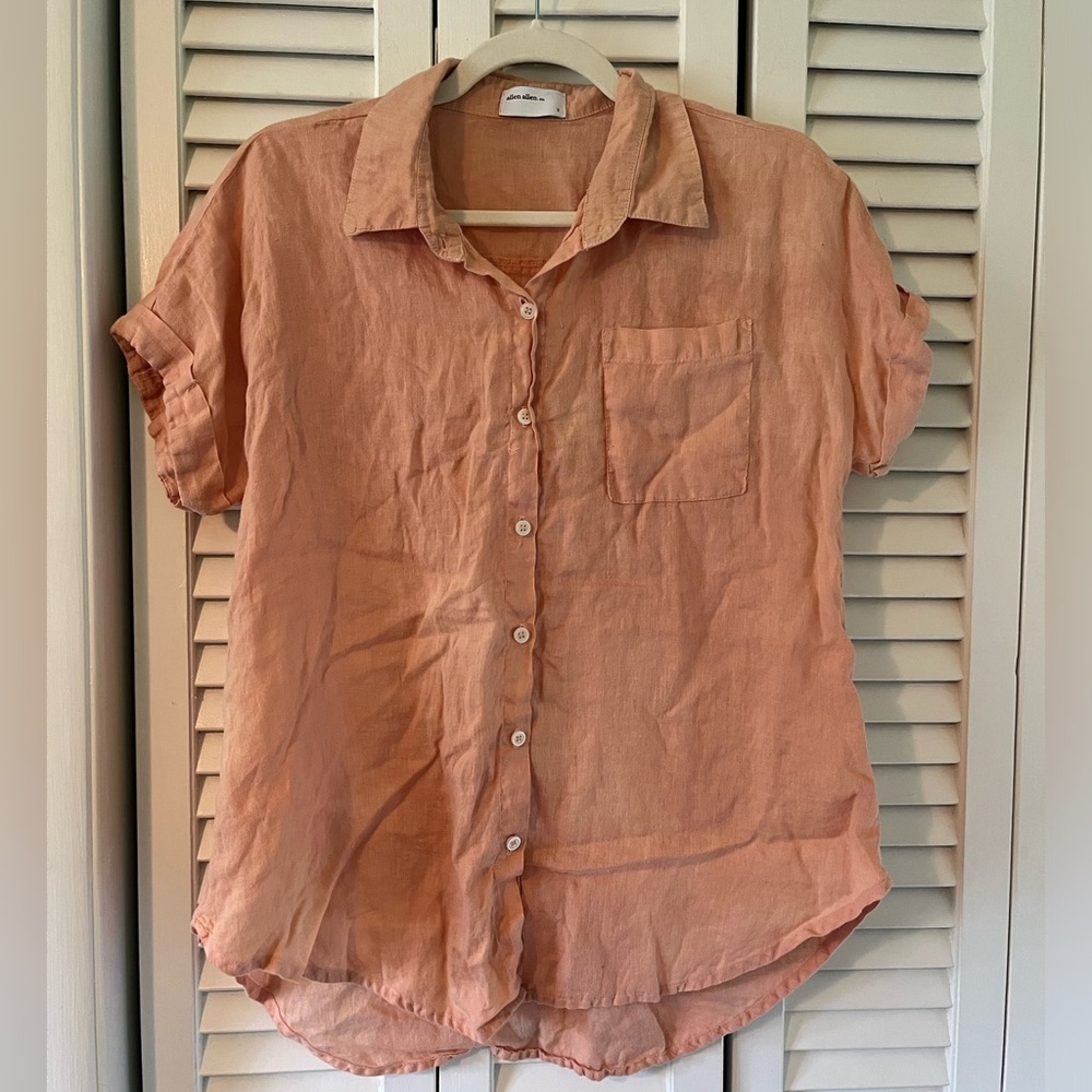 Allen Allen Linen Shirt Sleeve Shirt Size Small